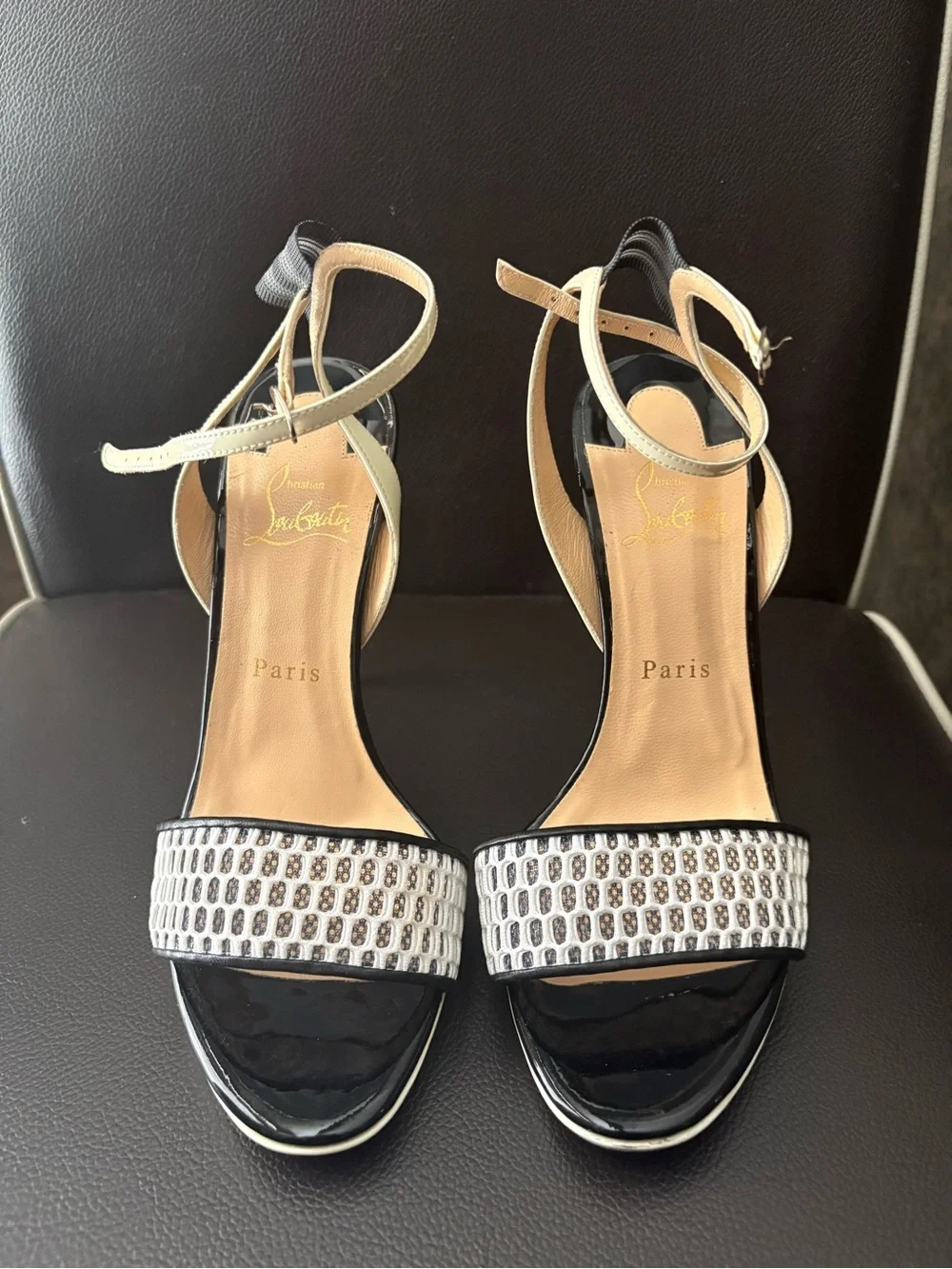 Christian Louboutin Patent Leather Ankle-Strap Sandals
